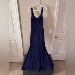 Lulu's Blue Sleeveless Cowl Neck Maxi Dress